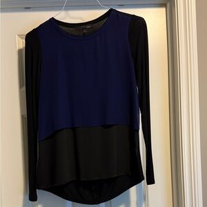 Elie Tahari Blue and Black Long Sleeve Top